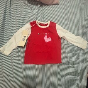 Marni Kids Red and White Long Sleeve Tee